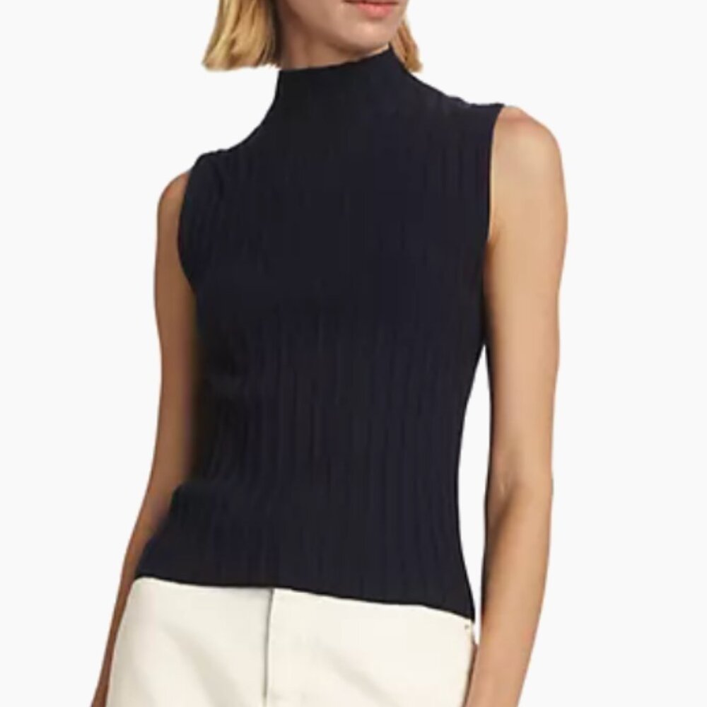 birgitte herskind mock neck sweater tank-black size small